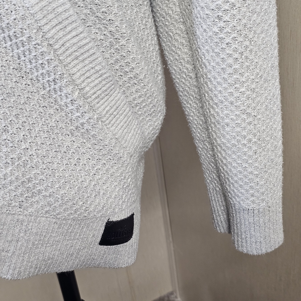Hollister Shawl Collar Knit Button Cardigan Sweater Small Gray Y2K Preppy - Picture 5 of 15